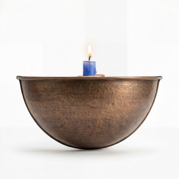 Hammered Bronze Half-Moon Candle Holder