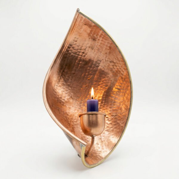 Hammered Copper Leaf Wall Candle Holder