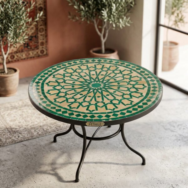 Green Moroccan Zellige Mosaic Table