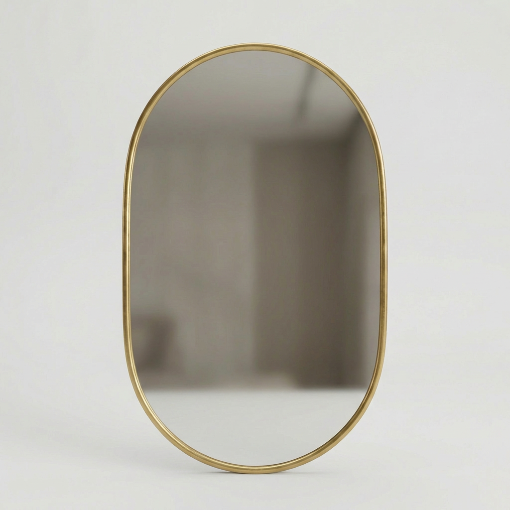 Minimalist Oval Brass Wall Mirror