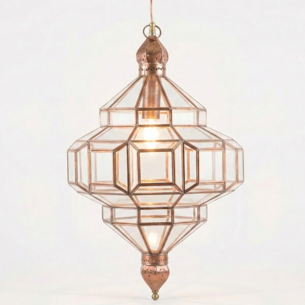 Moroccan Copper & Glass Pendant Light