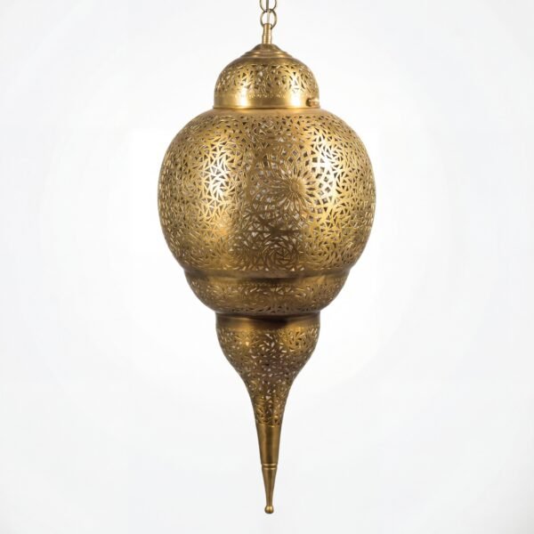 Moroccan Pierced Brass Teardrop Pendant