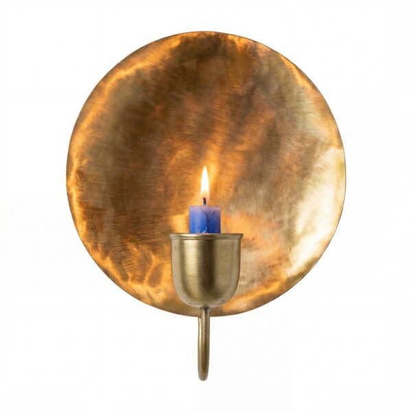 Round Brass Wall Candle Holder & Sconce