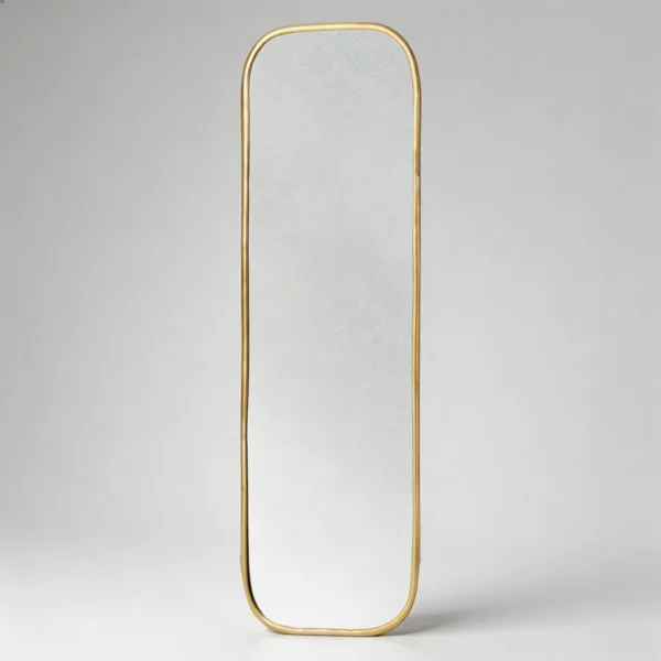 Tall Rounded Capsule Brass Mirror