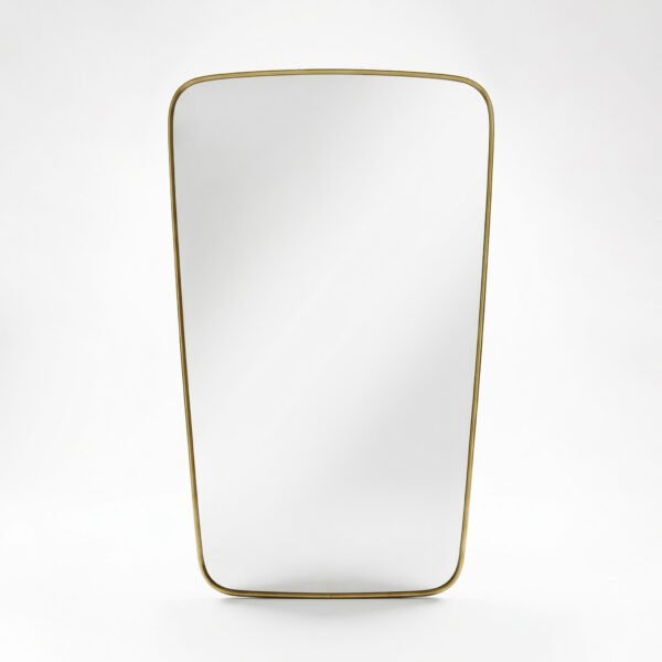 Tapered Mid-Century Brass Wall Mirror