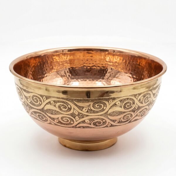 Hand-Engraved Polished Copper Vessel Sink
