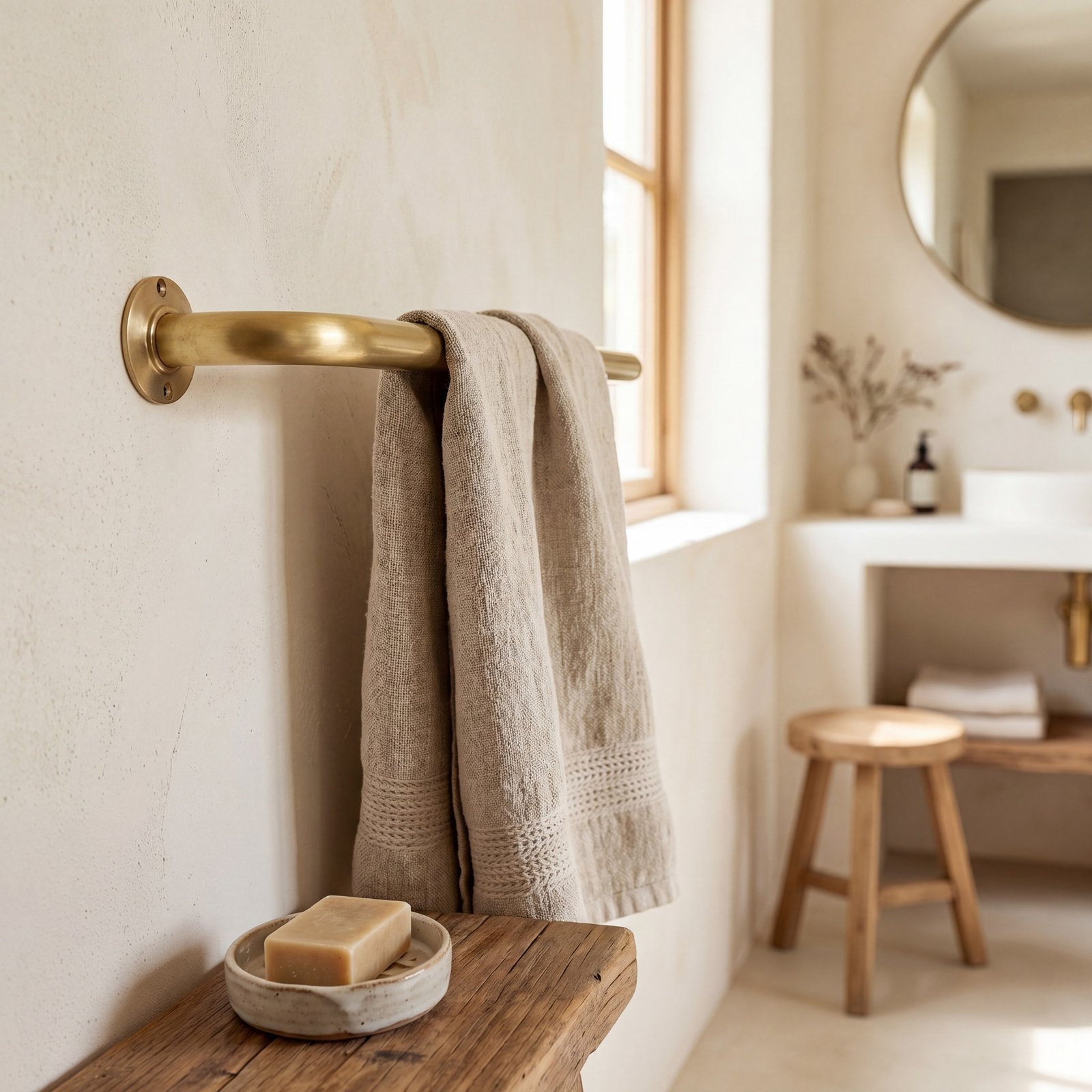 Minimalist Solid Brass Towel Bar Athile Moroccan (1)