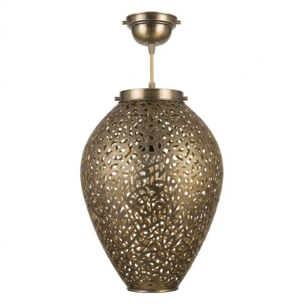 Pierced Brass Arabesque Pendant Light