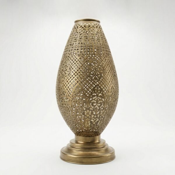 Pierced Brass Teardrop Table Lantern