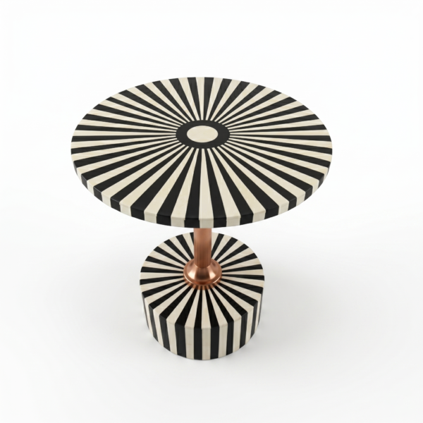 Black & White Sunburst Inlay Side Table